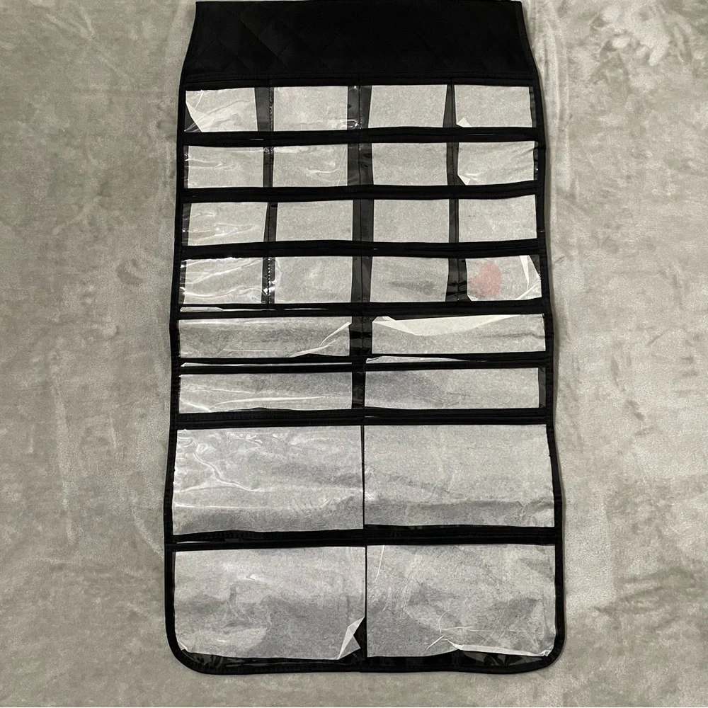 Mary Kay Quilted Hanging Jewelry Makeup Organizer Double Sided Black Travel